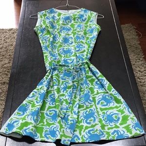 Vintage crab nautical print dress